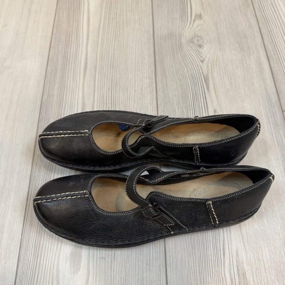 Clark's Women's 10M Black Leather Mary Jane Loafer Shoes Comfort - Picture 2 of 9